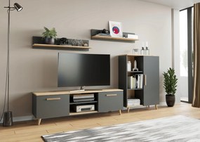 Bútor Oslo antracit komód szekrény rtv polc Per