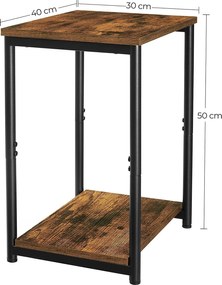 Éjjeliszekrény, oldalsó asztal szett 2 db-os vintage barna-fekete