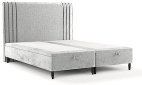 Szürke kárpitozott ágyneműtartós franciaágy 200x200 cm Musca – Maison de Rêve