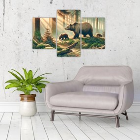 Kép - Medvék az erdőben (90x60 cm)