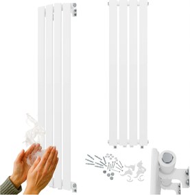 Dekoratív függőleges radiátor 1100x296 Fehér radiátor 368W panel Fero
