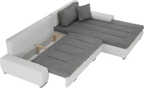 Ülőgarnitúra, műbőr fehér/szövet szürke melír, TONIKS