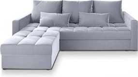 AKCIĂ VilĂĄgosszĂŒrke kinyithatĂł sarokkanapĂ© ZENOVA 220x140 cm, kĂ©toldalas II. osztĂĄlyĂș