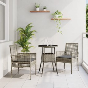 3 darabos Kerti Étkező Szett Szürke Poli Rattan