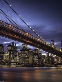 Poszter 30x40cm Brooklyn híd és Alsó-Manhattan panoráma alkonyatkor 3