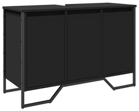 Fekete szerelt fa fürdőszobai mosdószekrény 91 x 35 x 60 cm
