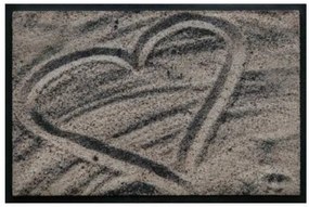Szívmintás prémium lábtörlő - homokba rajzolt szív (Válassz méretet: 100*70)
