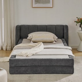 Egyszemélyes ágy 90*200 cm Gyerekágy Zsenília Sötétszürke