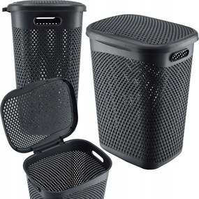 Szennyestartó Kosár Szennyestartó Fedéllel Műanyag Nagy 55L Szürke