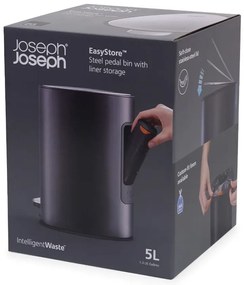 Matt fekete acél pedálos szemetes 5 l EasyStore Luxe – Joseph Joseph