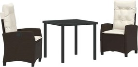 vidaXL Kert étkező szett párnával 3 pcs Barna polirattan