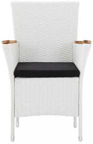 5 részes kültéri fehér polyrattan étkezőgarnitúra