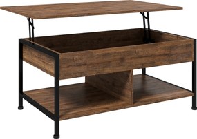 HOMCOM Felnyitható Kávézóasztal - Alsó Polc, Tárolódoboz - méretek: 100L x 80W x 60H cm - rusztikus fekete fa hatás | Aosom