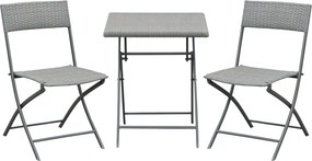 Outsunny Polirattan Kertbútor Készlet, Kültéri Erkély Bútor Két Személyre, 3 Részes Ülőgarnitúra, 2 Szék, Asztal, Időjárásálló Kert Lounge, Kertbe, Te