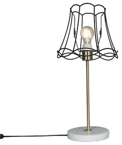 Retro asztali lámpa sárgarézzel és Granny Frame fekete kerettel 25 cm - Kaso