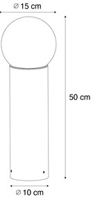 Fekete kültéri állólámpa opál üveggel 50 cm IP44 - Huma