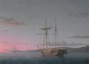Kép - Fitz Henry Lane, Lumber Schooners at Evening on Penobscot Bay, reprodukciók (70x50 cm)