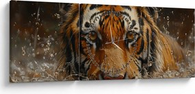 Kép - Portré egy tigris a vízben (órával) (90x30 cm)