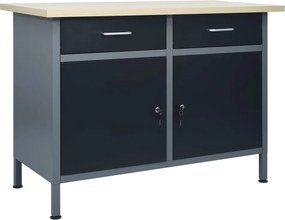 vidaXL fekete acél munkapad 120 x 60 x 85 cm