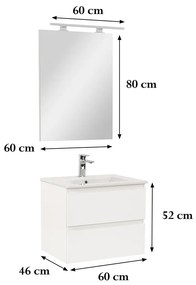 Vario Forte 60 komplett fürdőszoba bútor fehér-fehér