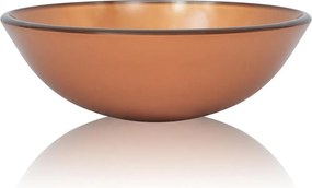 vidaXL 42 cm-es edzett üveg mosdókagyló barna