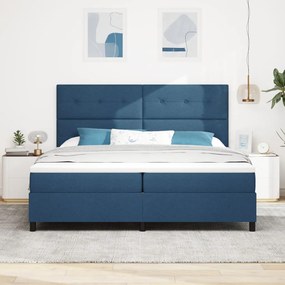 Boxspring Ágy Matraccal Kék 200x200 cm Szövet
