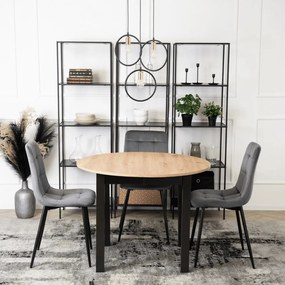 Bővíthető Étkezőasztal Kézműves Riviéra Tölgy/Fekete Színben. HARRY 102-142 cm