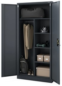 Fém öltözőszekrény DAWID, 900 x 1850 x 450 mm, antracit