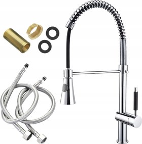Konyhai Csaptelep Kihúzható Kifolyócsővel Króm Flexibilis Álló
