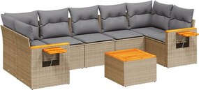 vidaXL 8 részes bézs polyrattan kerti ülőgarnitúra párnával