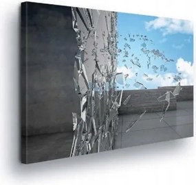 Vászonkép 100x75 Illúzió 3D törött üveg rombolás dinamika építészet égbolt