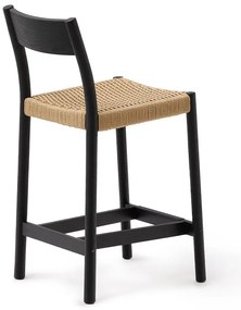 Fekete-natúr színű tölgyfa bárszék (ülésmagasság 65 cm) Yalia – Kave Home