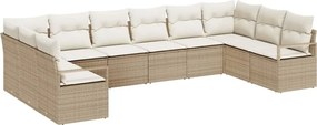 vidaXL Kerti Kanapé Szett párnával 10 pcs Beige és Fehér polirattan