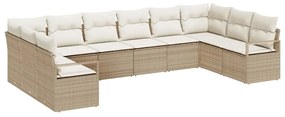 vidaXL Kerti Kanapé Szett párnával 10 pcs Beige és Fehér polirattan