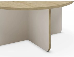 Krémszínű-natúr színű kerek dohányzóasztal tölgyfa dekoros asztallappal ø 80 cm Hillary – Marckeric