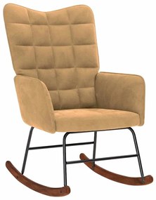 vidaXL barna bársony hintaszék lábtartóval