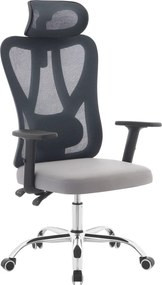 Irodai szék, sötétszürke/világosszürke/króm, teherbírás 150 kg, ADEMIR