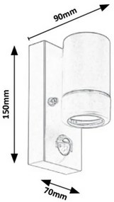 Rabalux 8834 - Kültéri fali lámpa érzékelős MEDINA 1xGU10/10W/230V IP44
