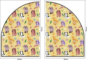 PIPPER. Védő textil falmatrica – Ív – Színes kutyák Méret: 120x96cm, Indíték: névvel