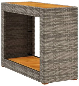 szürke polyrattan falapos kerti asztal 100x40x75 cm