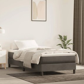 Sötétszürke bársony rugós ágy matraccal 100 x 200 cm