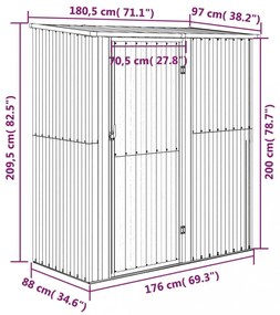 zöld horganyzott acél kerti fészer 180,5 x 97 x 209,5 cm