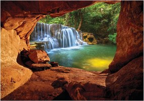 3D fotótapéta Vízesés Kanyon Erdő Fák 312x219