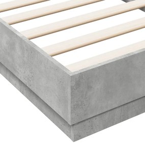 betonszürke ágykeret LED-világítással 75x190 cm