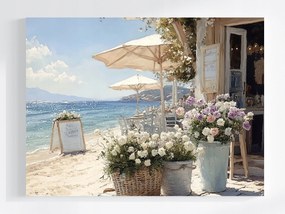 Vászonkép Canvas Tájkép Nyár Tenger Tengerpart Bár Kávézó Nap 100x75