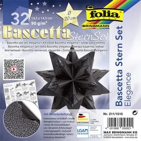 Bascetta csillag készlet, 14,5x14,5 cm, 90 g, 32 lap, FOLIA, fekete-vadvilág (FL2111515)