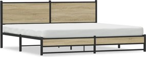 vidaXL sonoma tölgy színű fém ágykeret matrac nélkül 193 x 203 cm
