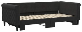 fekete kihúzható bársonyheverő 90 x 190 cm
