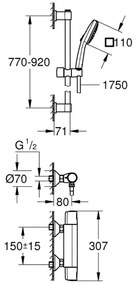 GROHE 34855003 - PRECISION TREND termosztátos zuhanycsaptelep, 150 mm, króm
