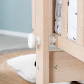 Natúr színű bükkfa gurulós-baldachinos bölcső 40x90 cm – Roba